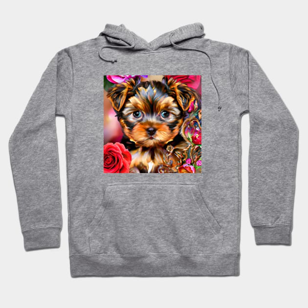 Cute Yorkie Puppy Hoodie by AnnieDreams